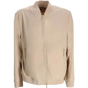 Hugo Boss, Jassen, Heren, Beige, L, Kameel Zip Jas Stijlvol Ontwerp