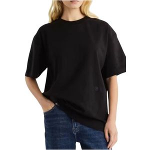 Tommy Hilfiger, Tops, Dames, Zwart, XS, Katoen, Lichtgewicht Katoenen Interlock T-shirt met Ronde Hals