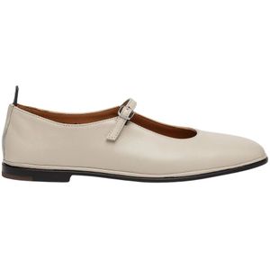 Elia Maurizi, Schoenen, Dames, Wit, 38 EU, Leer, Handgemaakte Mary Jane Ballerina Flats