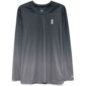 On Running, Tops, Heren, Grijs, L, Donkergrijze Logo Print Longsleeve T-shirt