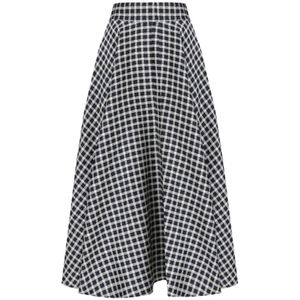 Essentiel Antwerp, Rokken, Dames, Blauw, S, Leer, Geruite Donkerblauwe Midi Rok