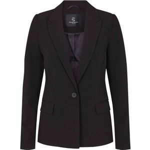 Bruuns Bazaar, Jassen, Dames, Bruin, L, Leer, Zwarte blazer met klepzakken
