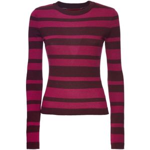 La DoubleJ, Truien, Dames, Roze, S, Katoen, Gestreept Crewneck