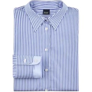 Fay, Blouses & Shirts, Dames, Blauw, XL, Katoen, Gestreept katoenen overhemd met lange mouwen