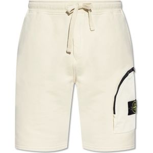 Stone Island, Korte broeken, Heren, Beige, S, Katoen, Katoenen shorts