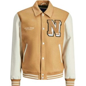 Jack & Jones, Jassen, Heren, Bruin, XL, Wol, Varsity Wolblend Bomberjack
