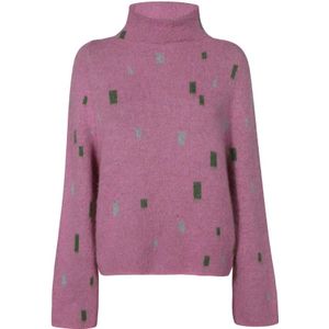 Emporio Armani, Truien, Dames, Roze, XS, Wol, Geometrische Trui met Col