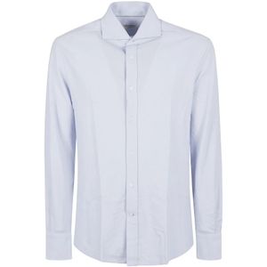 Brunello Cucinelli, Overhemden, Heren, Blauw, L, Katoen, Blauw Katoenen Overhemd Elegante Stijl