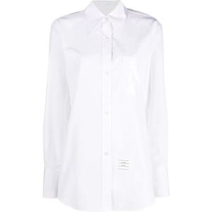 Thom Browne, Blouses & Shirts, Dames, Wit, XS, Katoen, Exaggerated Easy Fit Point Collar Shirt