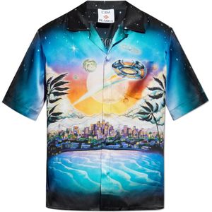 Casablanca, Overhemden, Heren, Blauw, XL, Zijden overhemd