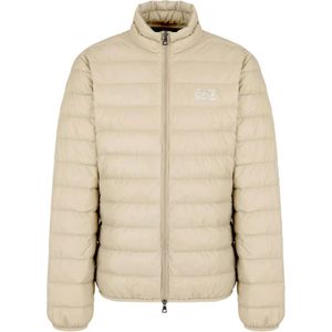 Emporio Armani Ea7, Jassen, Heren, Beige, XS, Opvouwbare donsjas met logo