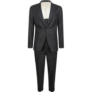 Eleventy, Pakken, Heren, Zwart, 4Xl, Wol, Slim Fit Linnen Wol Zijde Pak