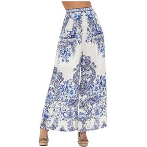 Camilla, Broeken, Dames, Veelkleurig, M, Linnen, Wijde Pijp Broek Glaze en Graze