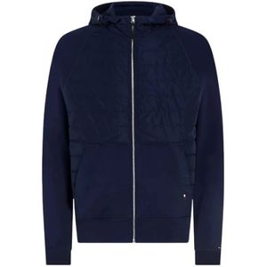 Tommy Hilfiger, Sweatshirts & Hoodies, Heren, Blauw, L, Katoen, Gewatteerd sweatshirt met capuchon