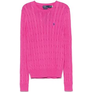 Polo Ralph Lauren, Truien, Dames, Roze, M, Katoen, Trui met ronde hals en pony