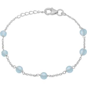 Frk. Lisberg, Accessoires, Dames, Grijs, ONE Size, Aqua Chalcedon Zilveren Armband
