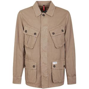 Fay, Jassen, Heren, Beige, M, Katoen, Double Front Katoenen Jas Ivoor