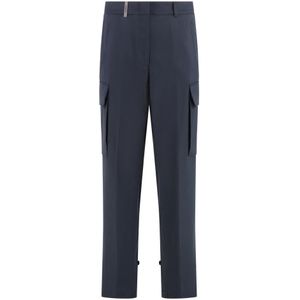 Peserico, Broeken, Dames, Blauw, S, Katoen, Cargo Katoenen Broek met Zakken