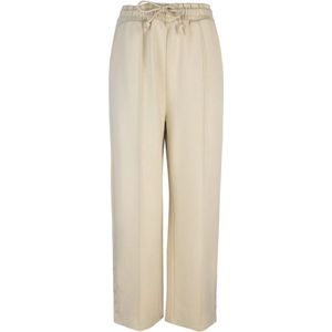 Patrizia Pepe, Broeken, Dames, Beige, M, Katoen, Decoratieve Snap Broek