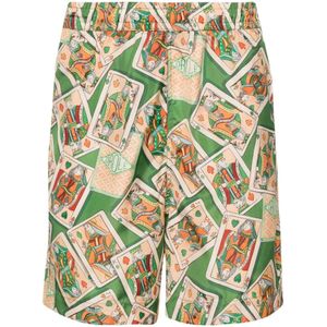 Drole de Monsieur, Badkleding, Heren, Veelkleurig, S, Katoen, Jeu De Cartes Zwemshorts met Elastische Tailleband