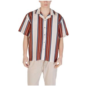 Gianni Lupo, Overhemden, Heren, Veelkleurig, XL, Linnen, Gestreept Linnen Overhemd met Klassieke Kraag
