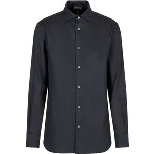Emporio Armani, Overhemden, Heren, Zwart, 2Xl, Katoen, Shirt met lange mouwen en logo-opdruk