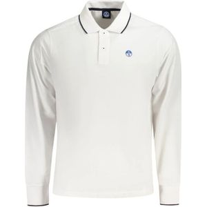 North Sails, Tops, Heren, Wit, S, Polo Shirt met Lange Mouwen en Contrastdetails