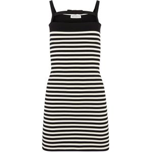 Nina Ricci, Kleedjes, Dames, Wit, XL, Gestreept Gebreide Jurk