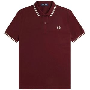 Fred Perry, Tops, Heren, Rood, S, Katoen, Polo met dubbele streep M3600