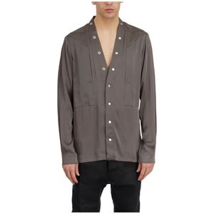 Rick Owens, Jassen, Heren, Grijs, M, Katoen, Larry Pogpocket Dust Shirt