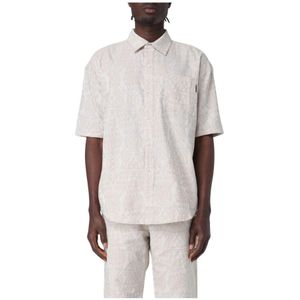 Daily Paper, Overhemden, Heren, Beige, S, Katoen, Beige All Over Print Casual Shirt