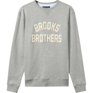 Brooks Brothers, Sweatshirts & Hoodies, Heren, Grijs, L, Katoen, Terry Logo-Geborduurde Crewneck Sweatshirt
