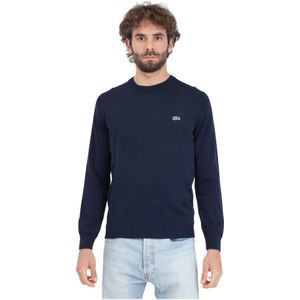 Lacoste, Truien, Heren, Blauw, L, Katoen, Blauwe Sweater met Krokodillenlogo