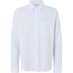 Samsøe Samsøe, Overhemden, Heren, Blauw, S, Gestreept overhemd met lange mouwen