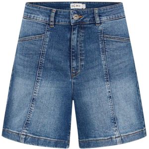 Ichi, Korte broeken, Dames, Blauw, M, Denim, Denim Shorts & Knickers Cropped Style