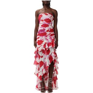 Blumarine, Kleedjes, Dames, Veelkleurig, S, Ruffle Jurk in Georg Stijl