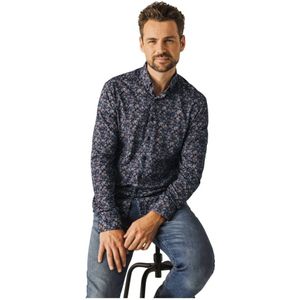 State of Art, Overhemden, Heren, Blauw, 3Xl, Casual Donkerblauw Overhemd