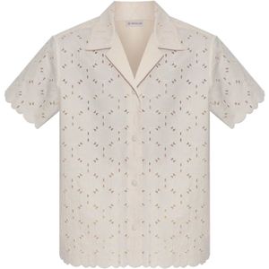 Moncler, Blouses & Shirts, Dames, Beige, S, Katoen, Kanten shirt
