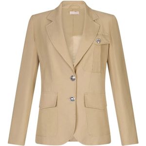 Liu Jo, Jassen, Dames, Beige, S, Katoen, Blazer van katoenmix
