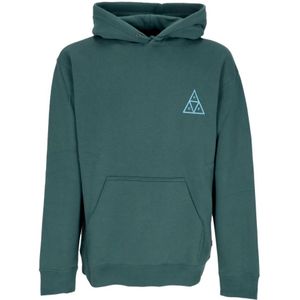 Huf, Sweatshirts & Hoodies, Heren, Groen, S, Katoen, Triple Triangle Hoodie Pine Lange Mouw