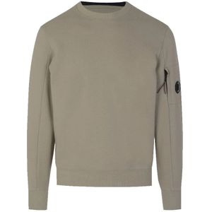 C.p. Company, Sweatshirts & Hoodies, Heren, Groen, M, Katoen, Diagonal Raised Fleece Crew Neck Sweatshirt