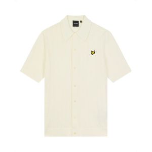 Lyle & Scott, Overhemden, Heren, Beige, S, Katoen, Gestreept poloshirt met textuur