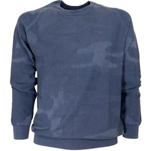 Aeronautica Militare, Sweatshirts & Hoodies, Heren, Blauw, 2Xl, Katoen, Camouflage Katoen Jacquard Heren Trui Blauw Ma 1500