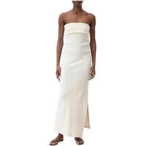 Closed, Kleedjes, Dames, Beige, S, Katoen, Beige Bandeau Jurk Bouclé Katoen Elegant