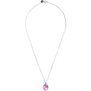 Palm Angels, Accessoires, Heren, Grijs, ONE Size, Logo Hanger Kabel-Link Ketting