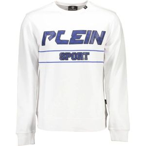 Plein Sport, Sweatshirts & Hoodies, Heren, Wit, XL, Witte Sweatshirt met Print en Lange Mouwen