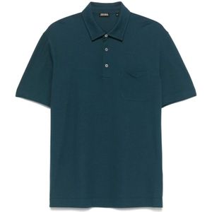 Ermenegildo Zegna, Tops, Heren, Blauw, 2Xl, Katoen, Blauw poloshirt met borstzak