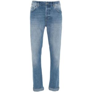 Dondup, Jeans, Heren, Blauw, W32, Katoen, Icon Regular Fit Jeans met Borduursels