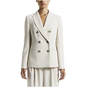 Peserico, Jassen, Dames, Beige, M, Double-breasted blazer in crepe cady