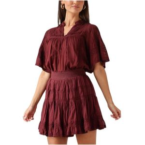 Neo Noir, Kleedjes, Dames, Rood, M, Katoen, Bordeaux Voile Blouse Elegant Stijl